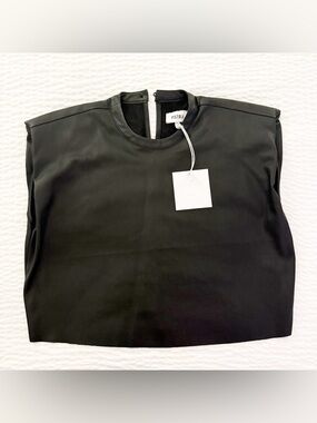 ✨ NWT Pistola Faux Leather Sleeveless Boxy Top | Slate Black | XS